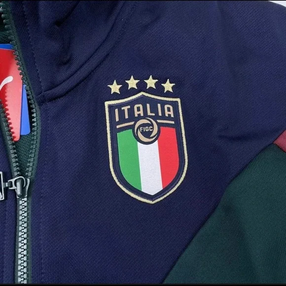 [S] Puma Mens Italia FIGC Iconic MCS Track Jacket Soccer Ponderosa Pine Peacoat